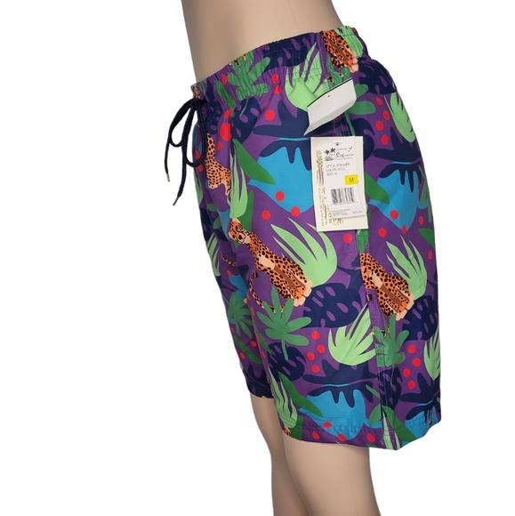 Men's Tropical Cheetah Swim Trunks - Picture 4 of 8